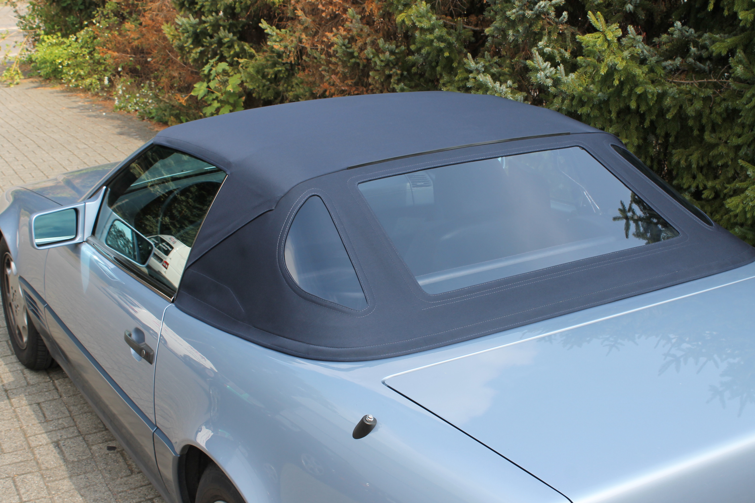Mercedes SL R129 Verdeck komplett schwarz Cabrio, Verdeck, Stoffverdeck, Heckbereich, Fahrzeugfarbe_blau